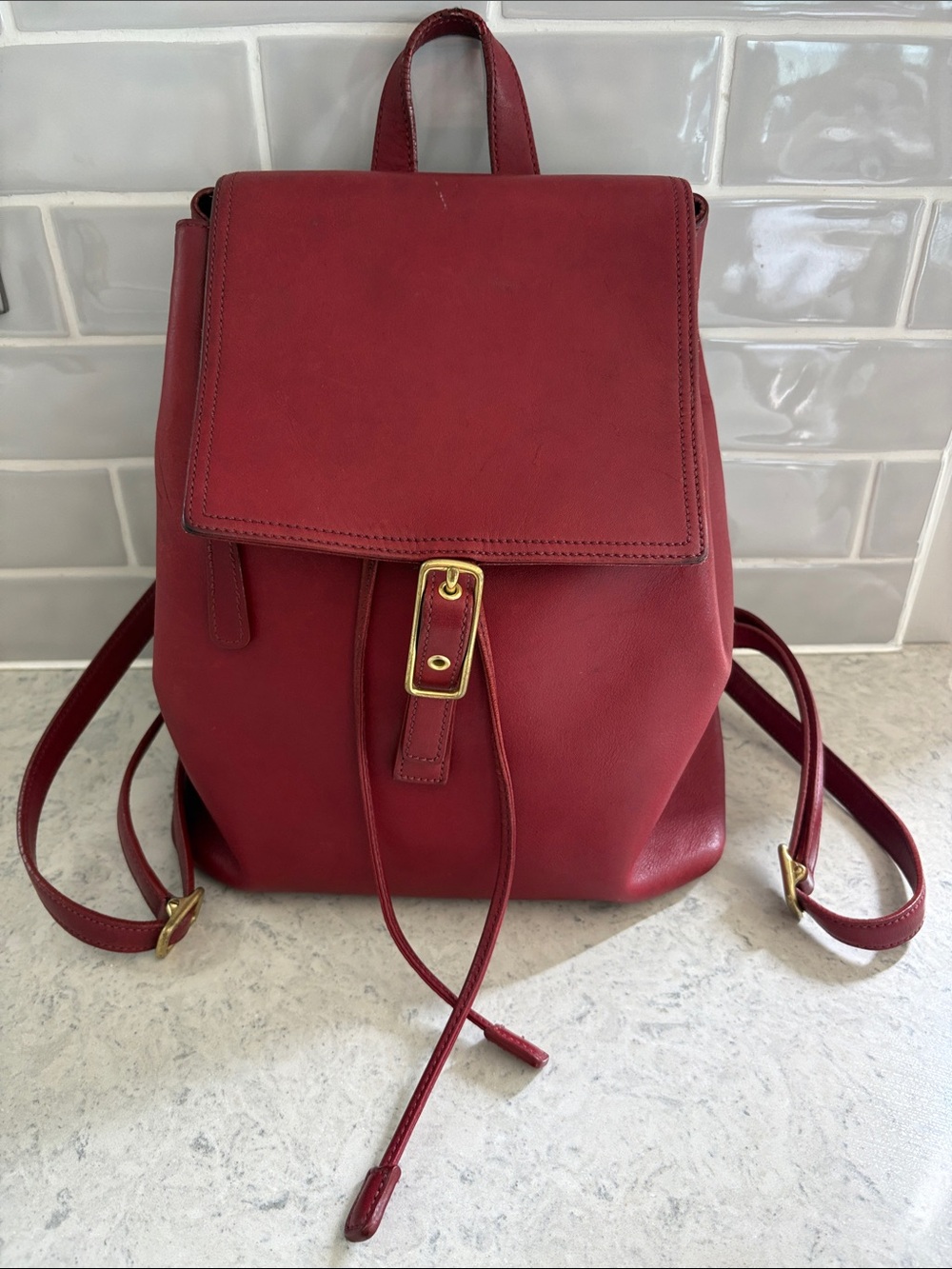 Y2K Coach Legacy West Hampton daypack backpack 9827 Red glove leather